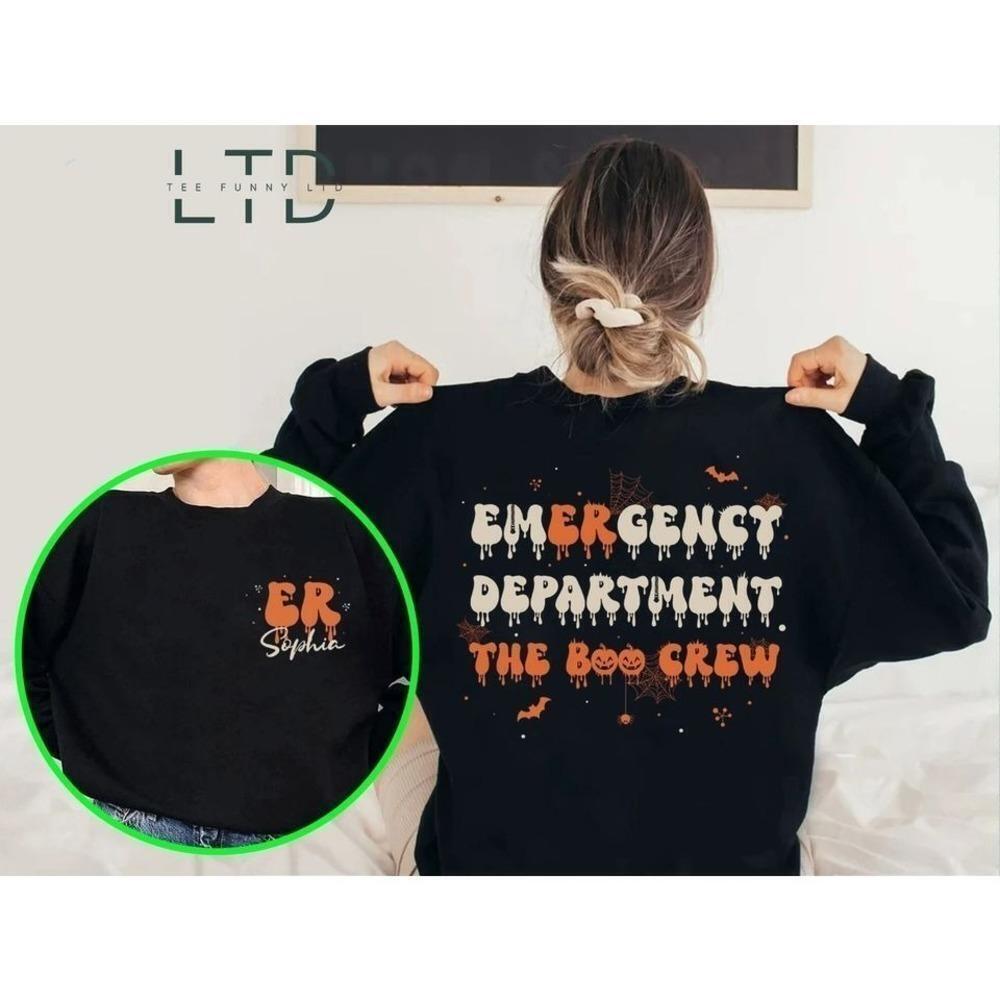 Halloween Emergency Department 2 Sided Spooky Nurse Gift Fit Pro Sweatshirt